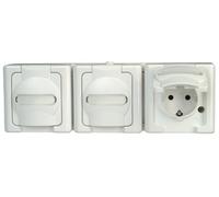 Kopp 131302006 Blue Electric Bloc 3 Prises avec Couvercle de Protection