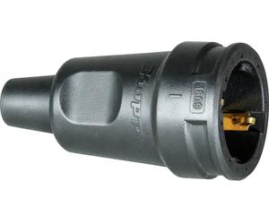 Kopp 180916009 Fiche électrique femelle avec terre PA, caoutchouc 230 V noir IP20