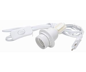 Kopp 210001042 Câble européen 2 m 2 x 0,75 mm² avec interrupteur intermédiaire et douille E27 isolant Blanc