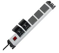 Kopp 227320017 Powerversal Multiprise 5 Prises avec Interrupteur éclairé et couvercles rabattables Protection IP 20