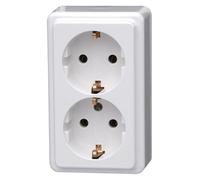 Kopp 2fach Schutzkontakt-Steckdose Aufputz-Standard Arktis-blanc 102502002