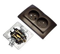 Kopp 944620087 Paris Prise 2 Prises avec Protection de Contact renforcée Argenté 250 V, Marron, 944626083