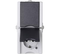 Kopp 947555007 x2 Gamme d'interrupteurs pour pièce humide complet Prise 2P+T avec clapet proAQA gris 1 pc(s)