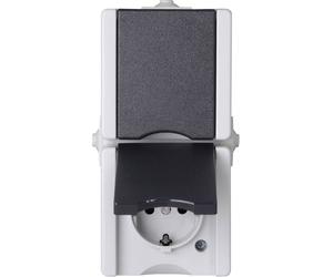 Kopp 947555007 x2 Gamme d'interrupteurs pour pièce humide complet Prise 2P+T avec clapet proAQA gris 1 pc(s)