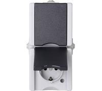 Kopp 947556008 Gamme d'interrupteurs pour pièce humide complet Prise 2P+T avec clapet proAQA gris 1 pc(s)