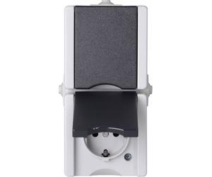 Kopp 947556008 Gamme d'interrupteurs pour pièce humide complet Prise 2P+T avec clapet proAQA gris 1 pc(s)