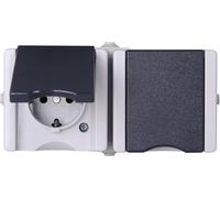 Kopp 950656001 x2 Gamme d'interrupteurs pour pièce humide complet Prise 2P+T avec clapet proAQA gris 1 pc(s)