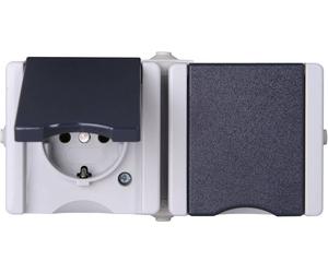 Kopp 950656001 x2 Gamme d'interrupteurs pour pièce humide complet Prise 2P+T avec clapet proAQA gris 1 pc(s)