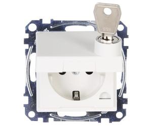 Kopp 951529001 Prise avec couvercle rabattable verrouillable + protection accrue contre les contacts accidentels Athenis 55 blanc pur