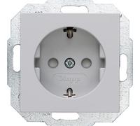 Kopp Athenis 940034086 Prise avec contact de protection, 1 compartiment avec protection anti-contact, 16 A, 250 V~, IP20, gris, surface mate