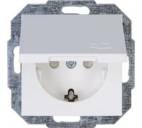Kopp Athenis 940132087 Prise de terre avec couvercle, 1 prise avec protection anti-contact, 16 A, 250 V~, IP20, blanc arctique, surface mate