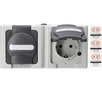 Kopp Blue Electric 131256002 Lot de 5 Prises de Courant avec clapet de Protection 2 Prises, entièrement câblées, Couleur : Gris