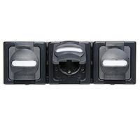 Kopp Blue Electric 131315006 Prise de courant avec protection et couvercle à charnière, 3 prises, câblée, anthracite,