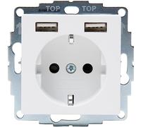 Kopp HK07 - Prise de courant encastrée avec 2 prises de charge USB, couleur blanc arctique mat - (1 pièce)