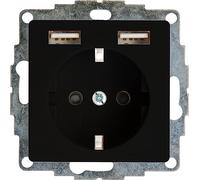 Kopp HK07 - Prise de courant encastrée avec 2 prises de charge USB, couleur : noir mat - (1 pièce)
