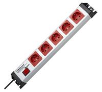 Kopp multiprise avec ÜSS, rouge/gris, 5x, 5x contact de protection, avec interrupteur, longueur d'amenée 1,4m
