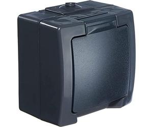 Kopp NAUTIC 1f Schutzkontakt 107815006 Steckdose m.Klappdeckel u.erhöhtem, Bouton + interrupteur, Gris
