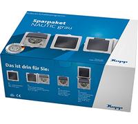 Kopp Nautic 991156004 Pack économique gris : 2 interrupteurs alternatifs + 3 prises à clapet 1 prise + 1 couvercle rabattable à 2 positions + 1 combinaison, montage en saillie pièce humide, avec
