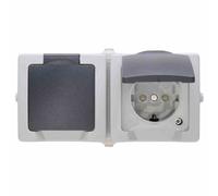 KOPP NAUTIC Prise À Encastrer Protection Contact Prise Humide 2-Fois IP44 Grise