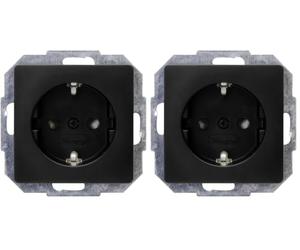 Kopp Paris 920650080 Prise de courant avec protection de contact élevée encastrée Noir mat (Lot de 2)
