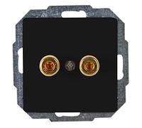 Kopp Paris 921550088 Prise de Haut-Parleur, avec connecteur pour fiches Bananes de 4 mm ou câble de Haut-Parleur jusqu'à 16 mm², IP20, Noir Mat