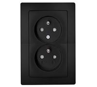 Kopp Paris 944650088 Prise à contact de protection centrale, 2 prises, avec protection anti-contact, appareil complet pour montage dans une boîte d'interrupteur à 1 compartiment Ø 60 mm, 16 A, 250 V~,