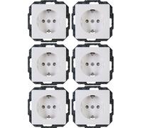 Kopp Paris Lot de 6 Prises de Contact de Protection en Blanc Arctique - Prise encastrable 1 Prise avec Protection de Contact Accrue - Prise encastrée IP20 avec Contact de Protection - Prise encastrée