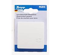 Kopp PARIS Prise de contact de protection avec couvercle - Blanc arctique - 1 prise encastrable avec protection de contact accrue - Prise IP20 avec rabat - Prise encastrée de qualité supérieure 16 A