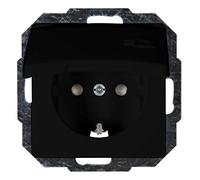 Kopp Paris Prise de Contact de Protection avec Couvercle - Noir Mat - 1 Prise encastrable avec Protection de Contact Accrue - IP20 avec Rabat - Prise encastrée de qualité supérieure 16 A / 250 V~