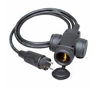 Rallonge à contact de protection fiche / prise, IP44, 3 fois, 3x1,5mm², 1,5m, noir