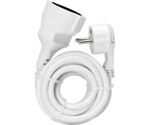 Kopp Rallonge électrique contact de protection fiche coudée extra plate, blanc, 5m
