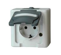 Kopp Schutzkontakt-Steckdose 1-fach, AP-Feuchtraum bleue ELECTRIC gris 16 A, 250V