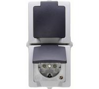 Kopp Schutzkontakt-Steckdose avec Klappdeckel Nautic gris 136956008