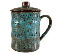 KOPYFANTAP Grande Tasse en Céramique avec Couvercle 750 ml, Bleu | Compatible Lave-vaisselle et Micro-ondes, Big Mug Geant Grès XXL pour Café, Thé, Cacao, Chocolat Chaud, Bureau et Maison