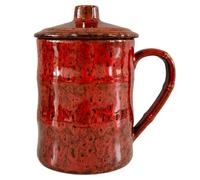 KOPYFANTAP Grande Tasse en Céramique avec Couvercle 750 ml, Rouge | Compatible Lave-vaisselle et Micro-ondes, Big Mug Geant Grès XXL pour Café, Thé, Cacao, Chocolat Chaud, Bureau et Maison