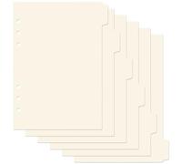 Koqye Intercalaires A5 Beige 6 trous avec 6 onglets vierges | Intercalaire en plastique insérable à 6 anneaux pour classeur A5, journal, agenda, bloc-notes, 14,7 x 21,1 cm
