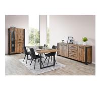 Ensemble Séjour Aspect Bois et Métal avec Table 170cm - KORA - ALTOBUY Marron G