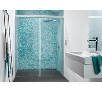 Koralle S600Plus Porte coulissante dans niche DSN2 160 R, élément fixe à droite, 1600mm, V116916020RA1, Cabines de douche: Profil/panneau : argent brillant / fumo, verre : ESG