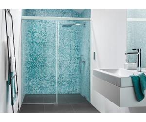 Koralle S600Plus Porte coulissante dans niche DSN2 180 R, élément fixe droit, 1800mm, V116918020TA1, Cabines de douche: Profil/panneau : Argent brillant / Bianco, Verre : ESG