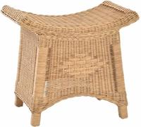 Korb-Outlet Repose-pieds avec étagère incurvée, tabouret/tabouret stable en rotin véritable (miel - foncé)
