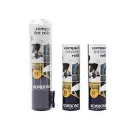 Korbond Rouleau Anti-Peluches Compact et recharges - Rouleau Anti-Peluches de Voyage - Comprend 3 Rouleaux de Feuilles adhésives
