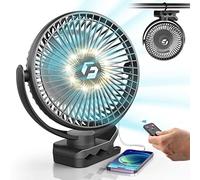 Korbot Ventilateur à clipser de 20,3 cm - 20 000 mAh - Batterie rechargeable avec 3 vitesses et fort flux d'air - Ventilateur USB silencieux pour bureau, poussette, chambre, camping, cadeau pour homme