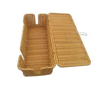 Kordbox Organiseur - 33 x 15 x 13 cm - Fil métallique imitation rotin - 4 fentes ouvertes - Boîte distributrice multifonction - Solution de rangement pratique pour ordinateur, routeur américain