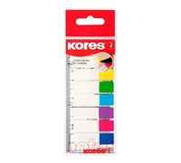 Kores - Bandes d'Indexation Autocollantes Transparent sur Règle, Marqueurs de Page et Drapeaux pour Documents, pour École et Bureau, 12 x 45mm, Paquet de 8 Couleurs Assorties x 15 Feuilles Chacune