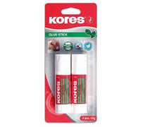 Kores - Bâton de Colle, Adhésif à Forte Adhérence, Colle de Bricolage Sûre et Non Toxique pour les Travaux Manuels, les Fournitures Scolaires et de Bureau, Paquet de 2 x 15g