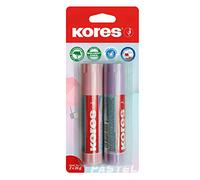 Kores - Bâton de Colle Pastel, Adhésif à Forte Adhérence, Colle de Bricolage Sûre et Non Toxique pour les Travaux Manuels, les Fournitures Scolaires et de Bureau, Paquet de 2 x 20g
