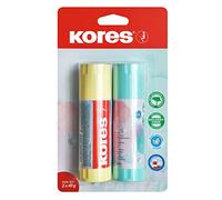 Kores - Bâton de Colle Pastel, Adhésif à Forte Adhérence, Colle de Bricolage Sûre et Non Toxique pour les Travaux Manuels, les Fournitures Scolaires et de Bureau, Paquet de 2 x 40g
