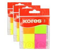 Kores - Blocs-Notes Adhésifs Multicolores, Bloc-Notes Autocollant Fluo, 40 x 50mm, 4 Blocs de 50 Feuilles Chacun (Lot de 3)