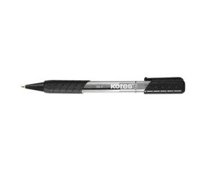 Kores Boite De 12 Stylo Bille Rétractable K-Pen K6 Triangulaire Pte Moyenne Noir