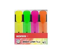 Kores – Surligneurs Bright Liner Plus – Pointe biseautée, encre à base d'eau – Pack de 4